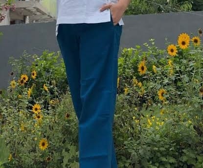 Customer photo review of Women Olive Green Airy Linen Straight Pant