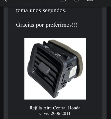 Customer photo review of Rejilla Aire Central Honda Civic 2006 2011