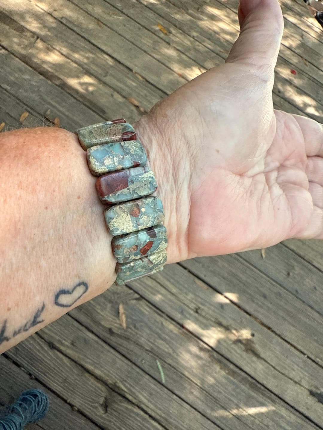 Customer photo review of Earth Tibetan Jasper Stretch Apple Watch Strap