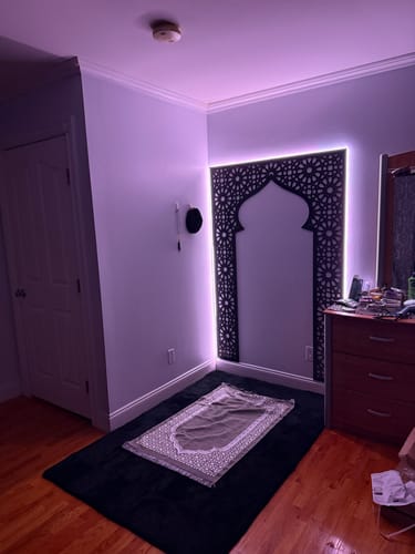 Customer photo review of Wooden Mihrab with Allah & Muhammad Islamic Decor