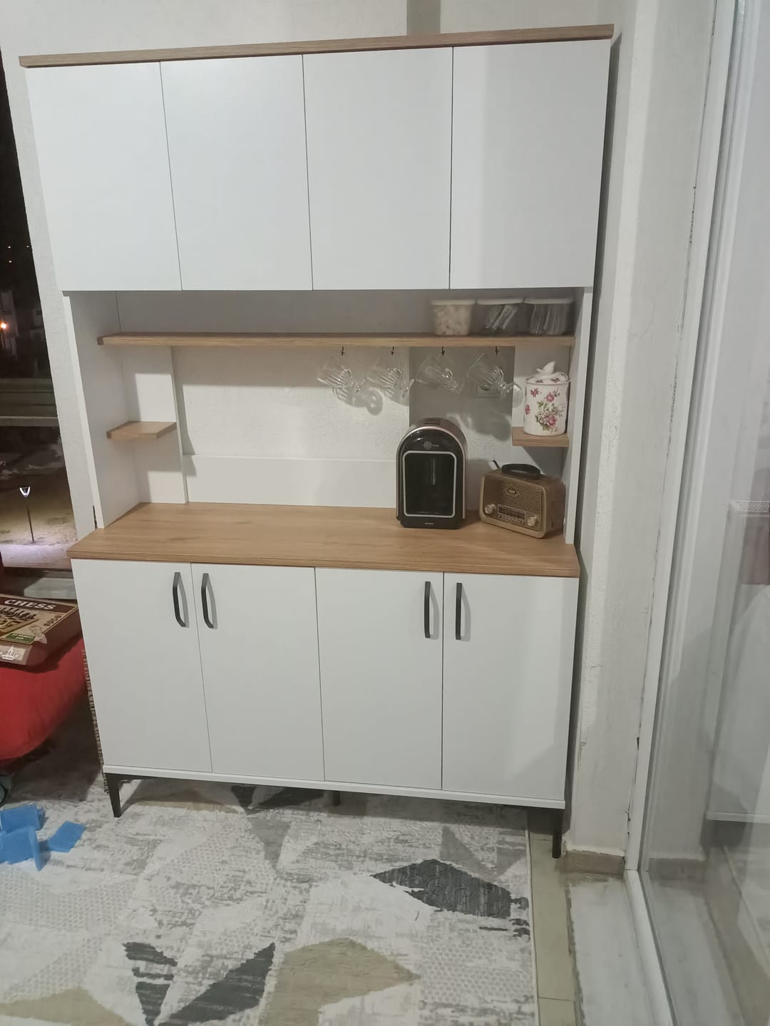 Customer photo review of Rani JE176 Çok Amaçlı Dolap 8 Kapaklı Kiler Mutfak Dolabı Sepet Ceviz - Beyaz