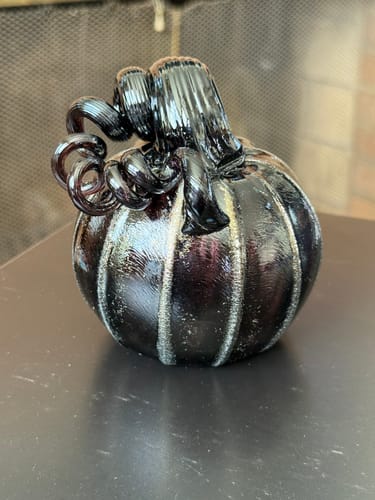 Customer photo review of the Black with Gold Shimmer Pumpkin with Black Stem