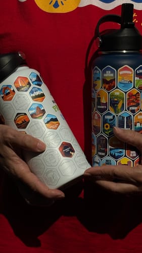 Customer photo review of 50 States Of The USA Bottle + Sticker Set