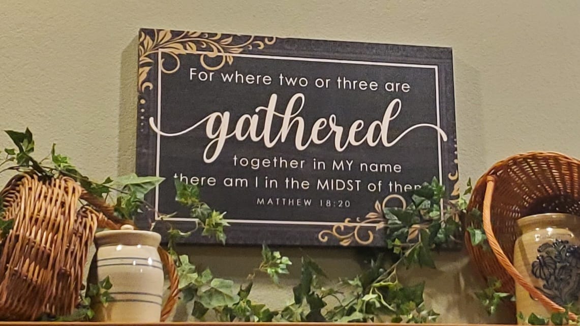 Customer photo review of Where Two Or Three Are Gathered Together In My Name Matthew 18:20 Wall Art Canvas