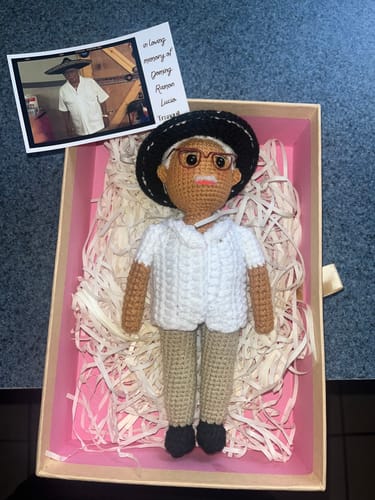 Customer photo review of Tranquil® - Personalized Crochet Doll with Photo Card