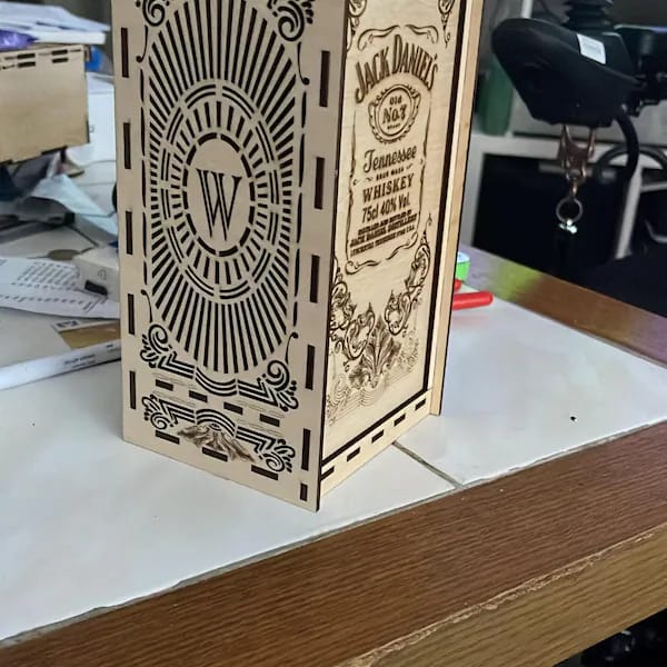Customer photo review of Wooden whisky bottle gift box set laser cut svg file