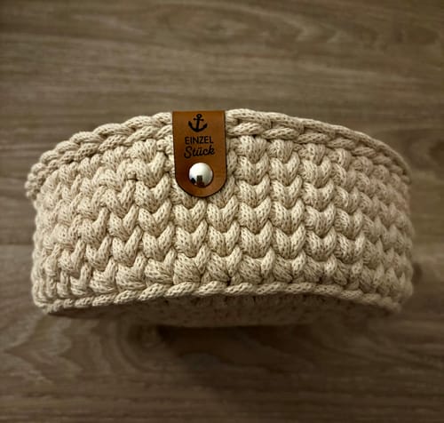 Customer photo review of Label-Set "Einzelstück mit Anker" Kunstleder Label für Häkelkörbe, Label aus Kunstleder - CS0007-U