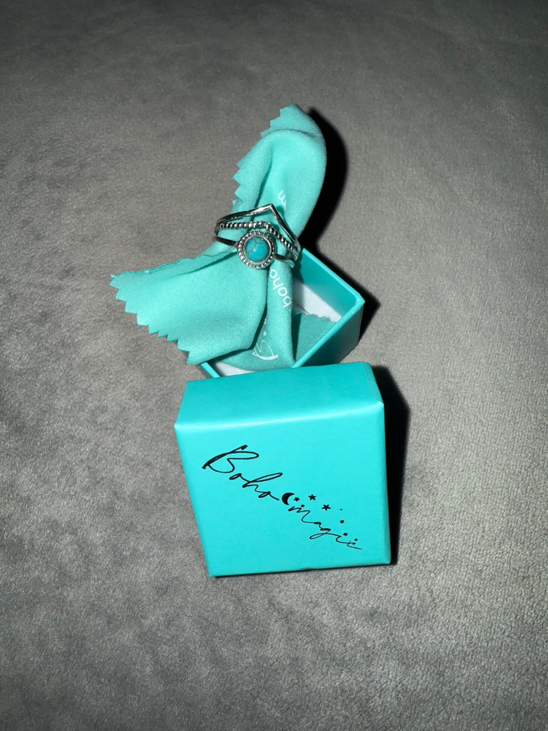 Customer photo review of Chevron Turquoise Stone Ring Sterling Silver