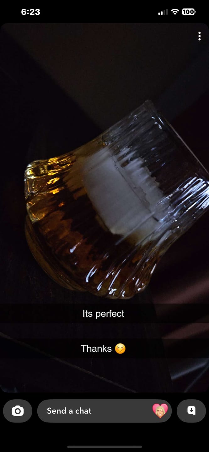 Customer photo review of Fuji - Handmade Japanese Whiskey Glass