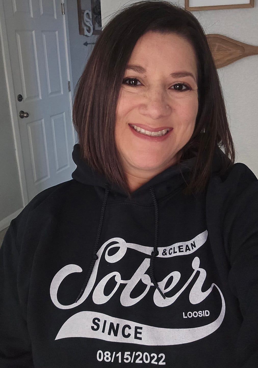 Customer photo review of Recovery Hoodie | Sober Since Unisex Hoodie with Custom Sobriety Date