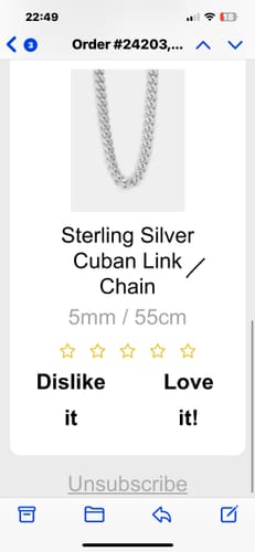 Customer photo review of Sterling Silver Cuban Link Chain
