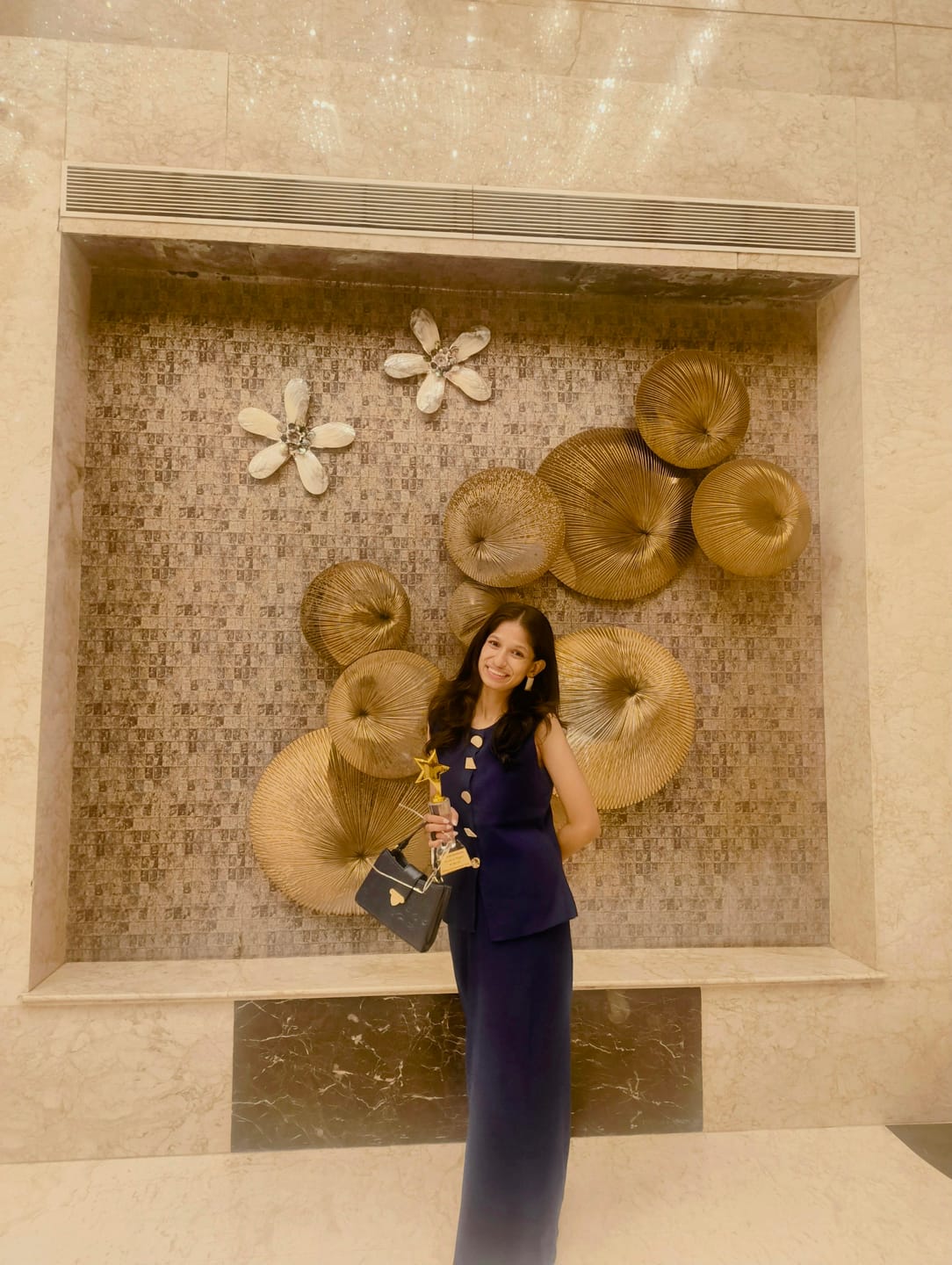 Customer photo review of Reeny Luxe Soft Knit Coord Set -Set Of Skirt And Top In Navy Blue