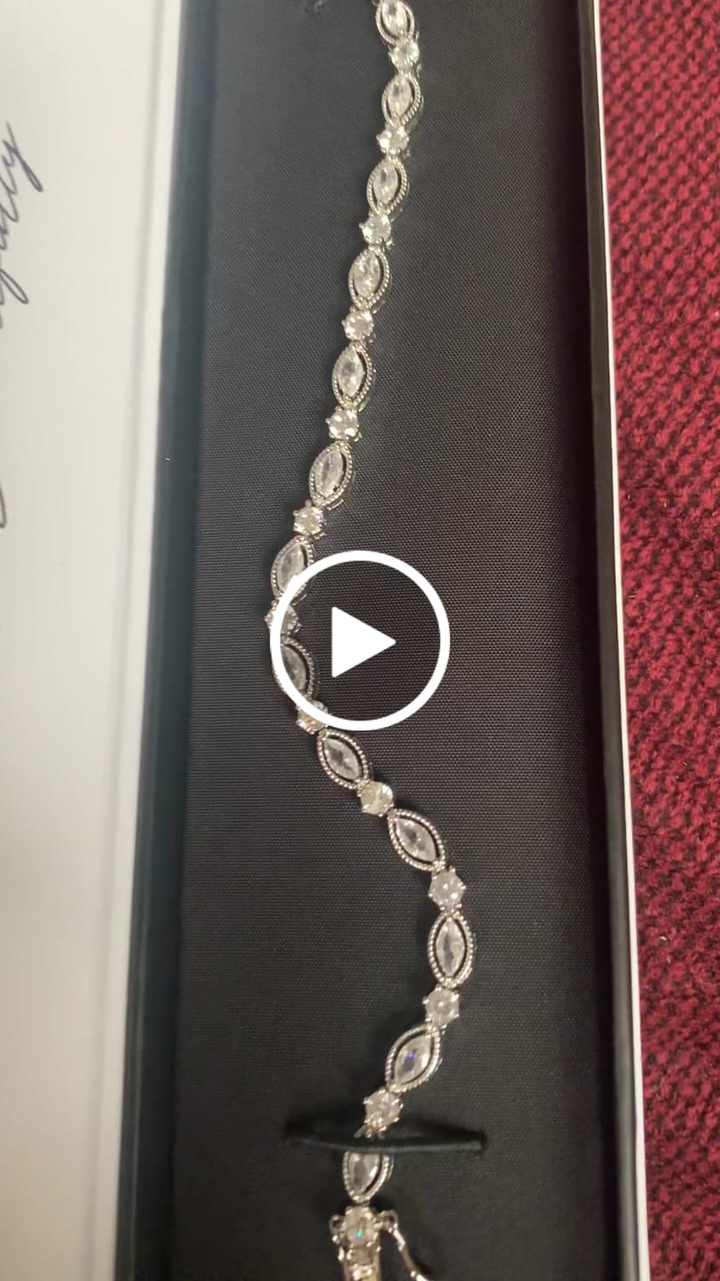 Customer video review of Moira 18k White Gold Plated Tennis Bracelet with Simulated Diamond Crystals
