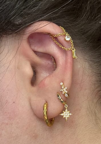 Customer photo review of Dewdrop double chain gold