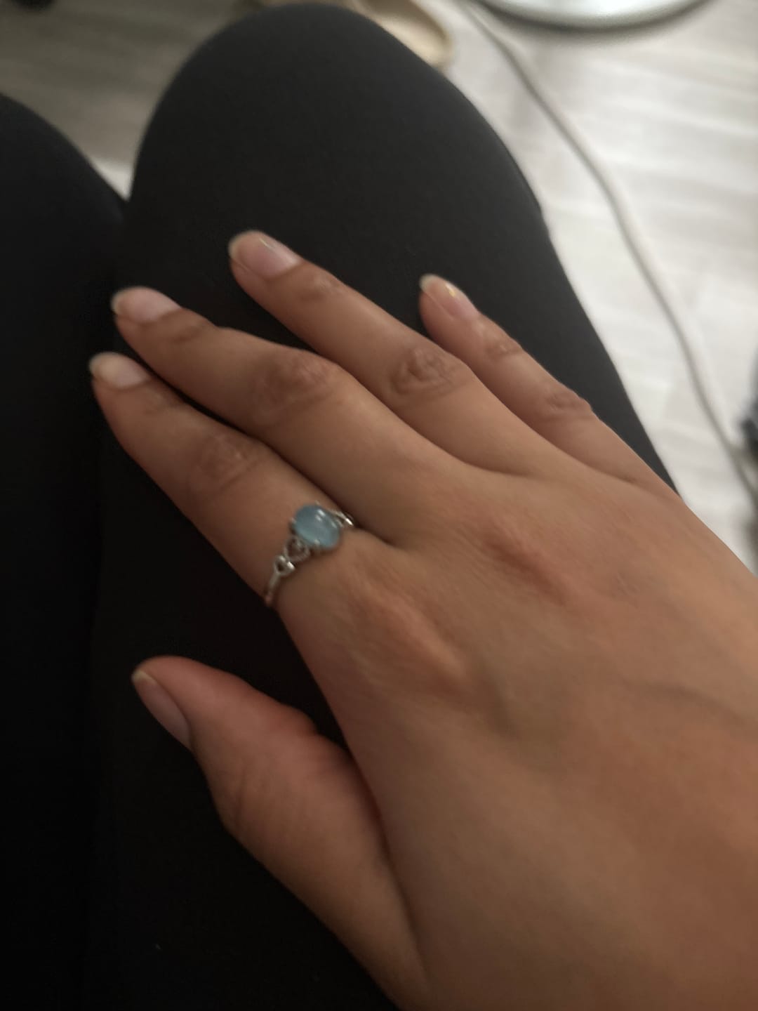 Customer photo review of Bague Ajustable "Cristal de Mer" en Aigue-Marine