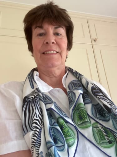 Customer photo review of Brand New Bellezza Blue & Green Zebra Safari Double Faced Silk Scarf DISPATCHED W/C 25th AUGUST