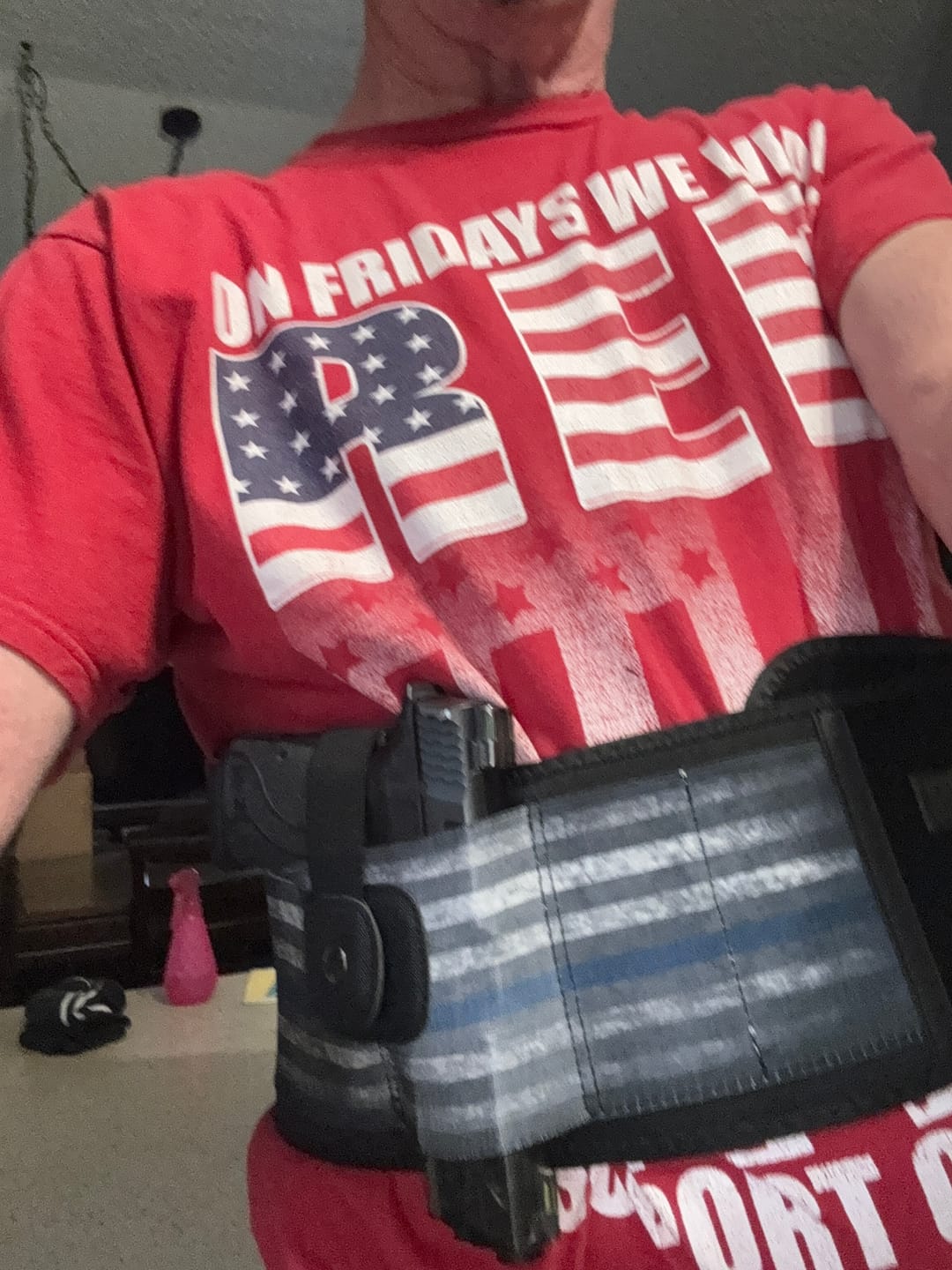 Customer photo review of BravoBelt Belly Band Holster for Concealed Carry - Unisex  - Blue Line Edition