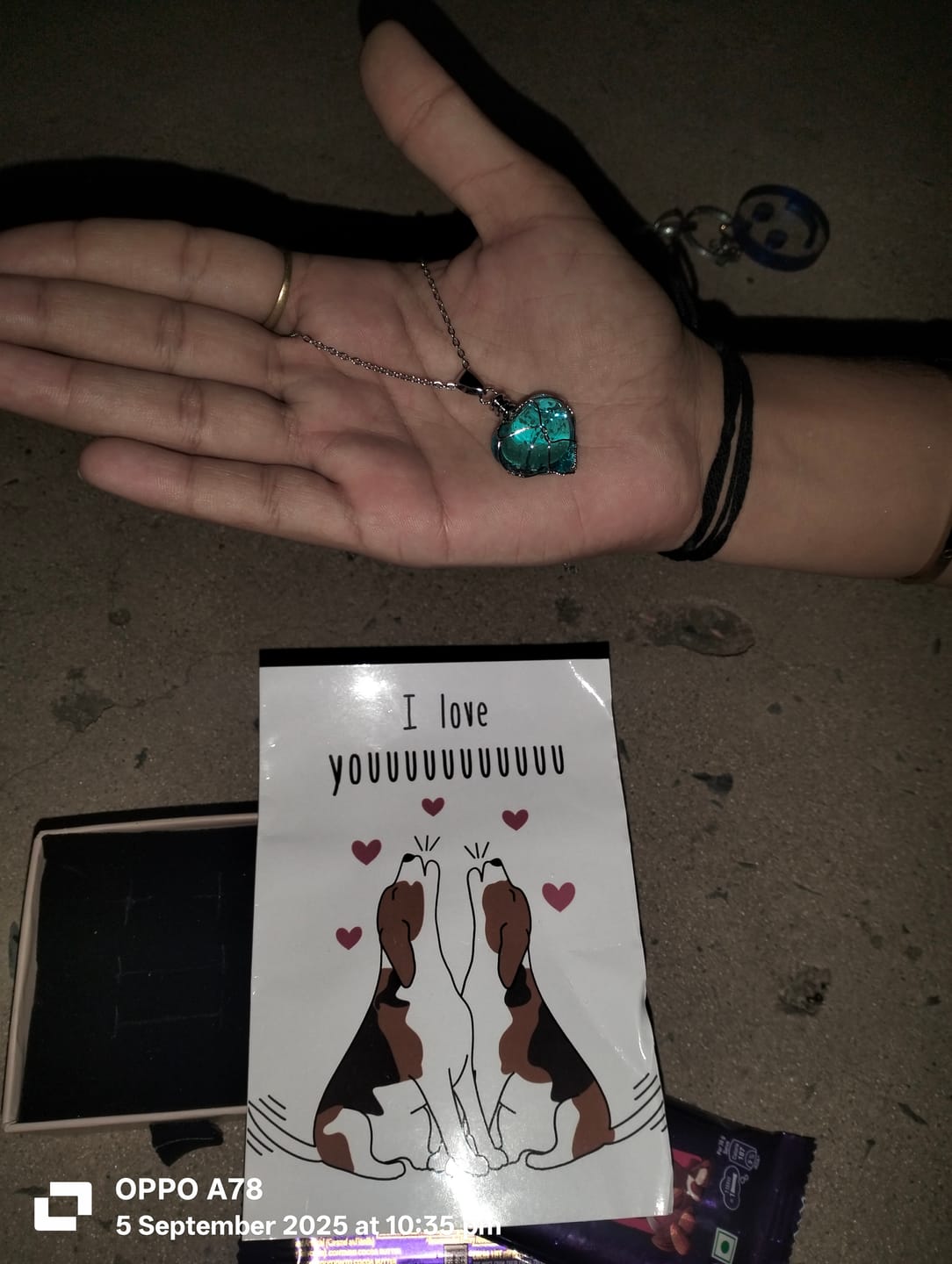 Customer photo review of Crystal Heart Glow in Dark Necklace