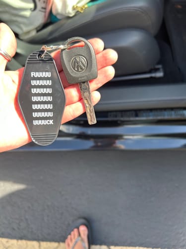 Customer photo review of Fuuuuuuuuuuuck Motel Style Keychain