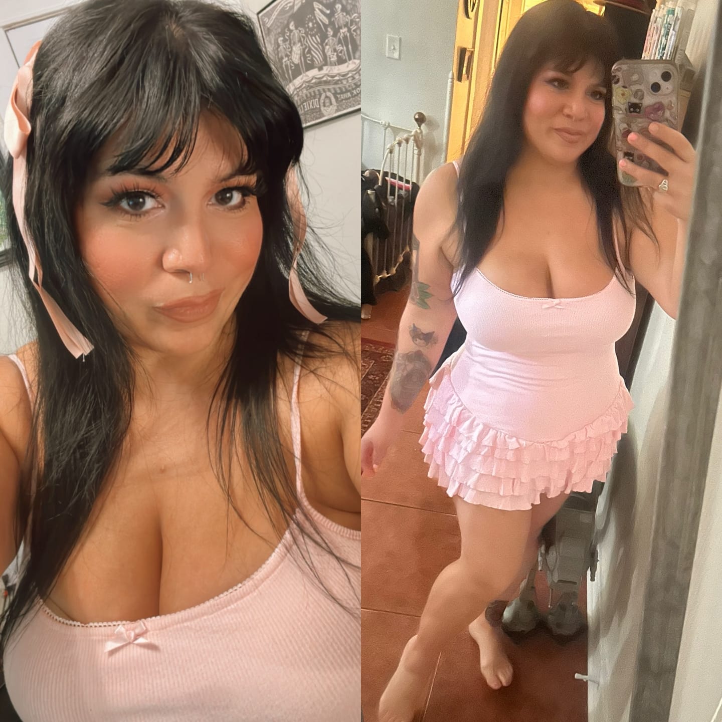 Customer photo review of Serafina Ruffles Mini Dress + Bloomer Shorts Set (Pink)