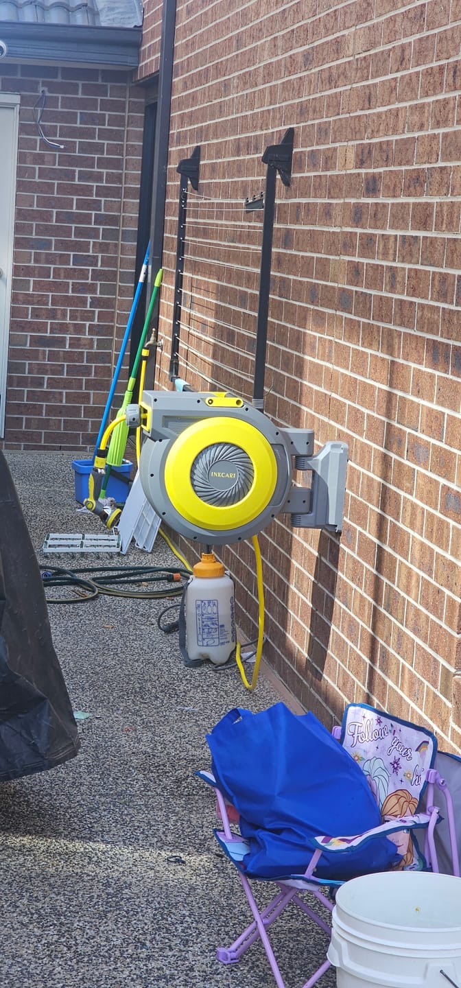 Customer photo review of 30m Retractable Garden Hose Reel.. Fully Installed