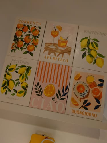 Customer photo review of Malen nach Zahlen – 6 Mini-Gemälde | Italienisches Obst- und Getränke-Set