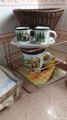 Recensione con foto di un cliente su Mondi del Bosco - Set 4 tazze in metallo smaltate