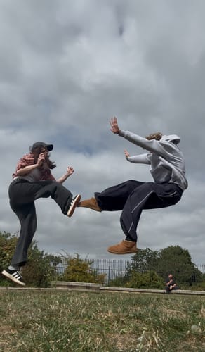 Customer photo review of drop top grey hoodie