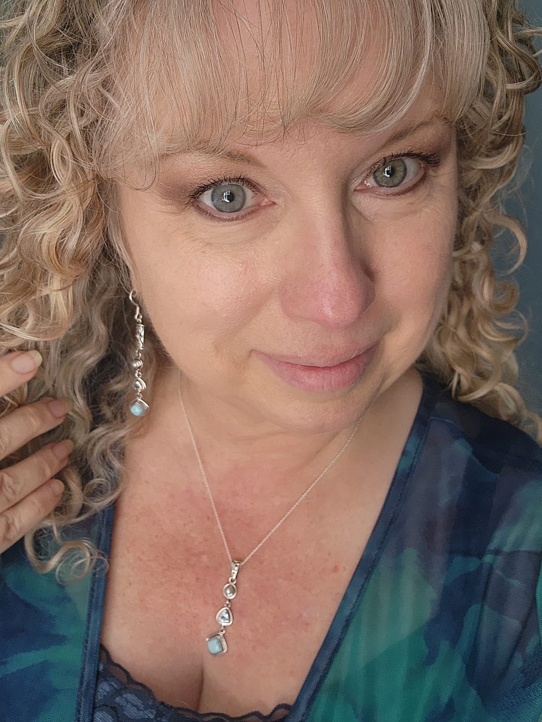 Customer photo review of Silver Larimar Set