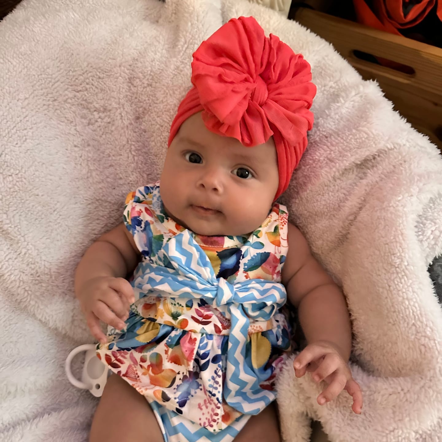 Customer photo review of Ruffled Headband- Coral