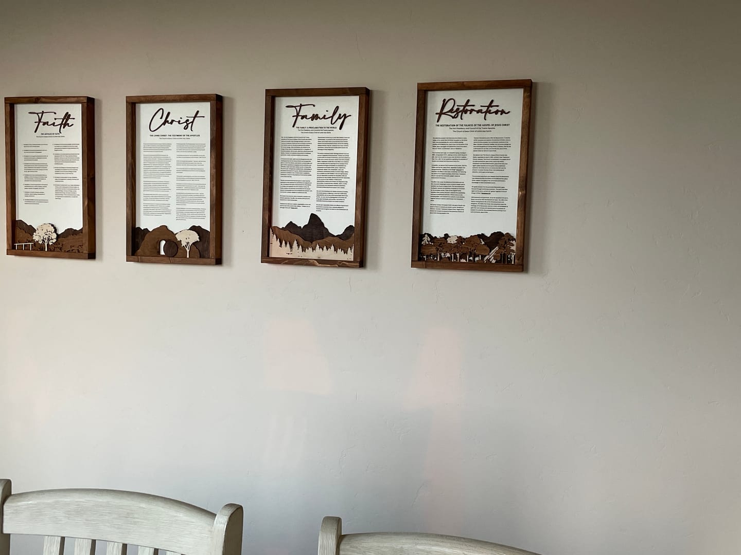 Customer photo review of 4-Piece Framed LDS Proclamation Signs With Beautiful Multi-layered Scenes