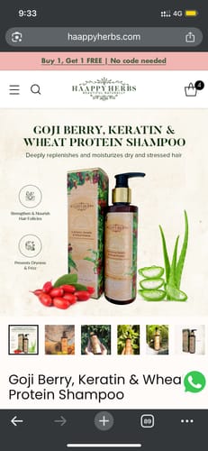 Customer photo review of Goji Berry, Keratin & Wheat Protein Shampoo