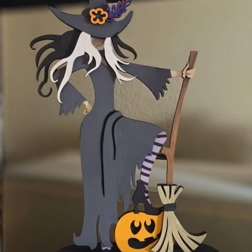 Customer photo review of Halloween witch table decoration laser cut svg file