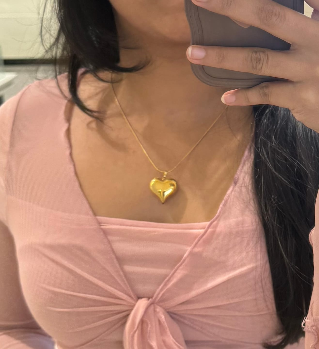 Customer photo review of Heart Pendent Gold Chain Necklace