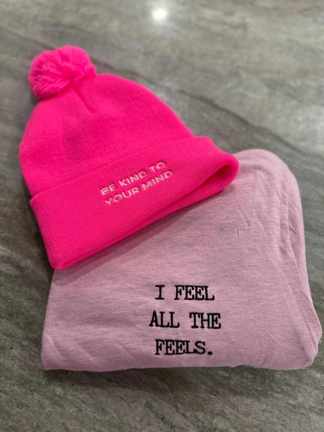 Customer photo review of I Feel All The Feels Embroidered T-Shirt