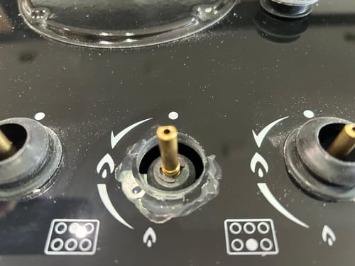 Customer photo review of Parrilla a Gas 6 Quemadores Cristal Templado Empotrable Acero Inoxidable
