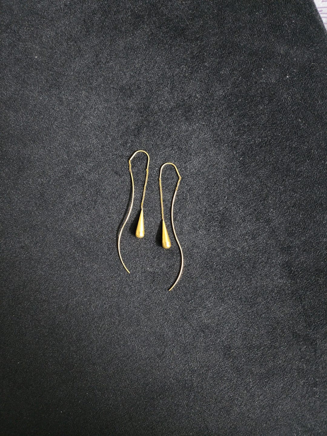 Customer photo review of Gold Water Drop Tassel Earrings