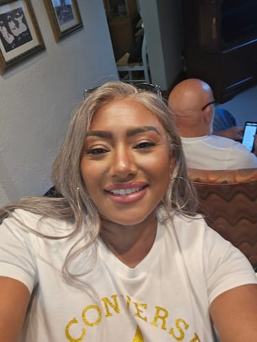 Customer photo review of Luvwin Salt & Pepper Gray Beginner Friendly Glueless Straight Wig 100% Human Hair