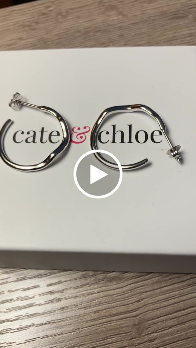 Customer video review of Serena 18k White Gold Plated 22mm Wavy Hoop Earrings