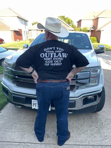 Customer photo review of Out of Hand Waylon Jennings Mens Pocket Tee Shirt