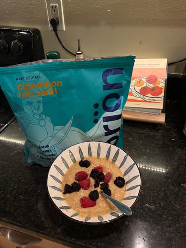 Customer photo review of Cinnamon Roll Swirl Whey Protein