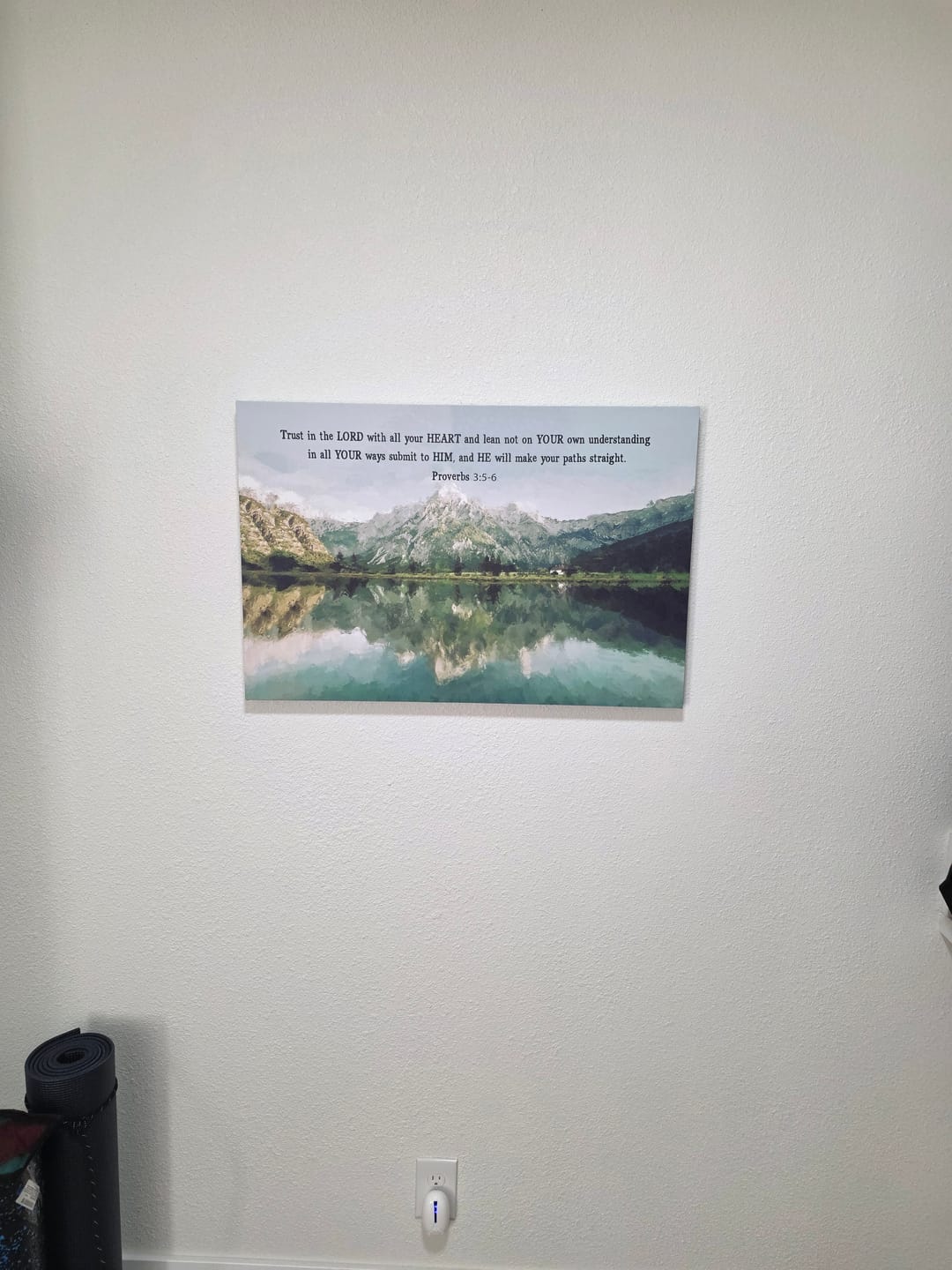 Customer photo review of Mountain Lake, Proverbs 3:5-6 Trust In The Lord With All Your Heart, Christian Wall Art Canvas