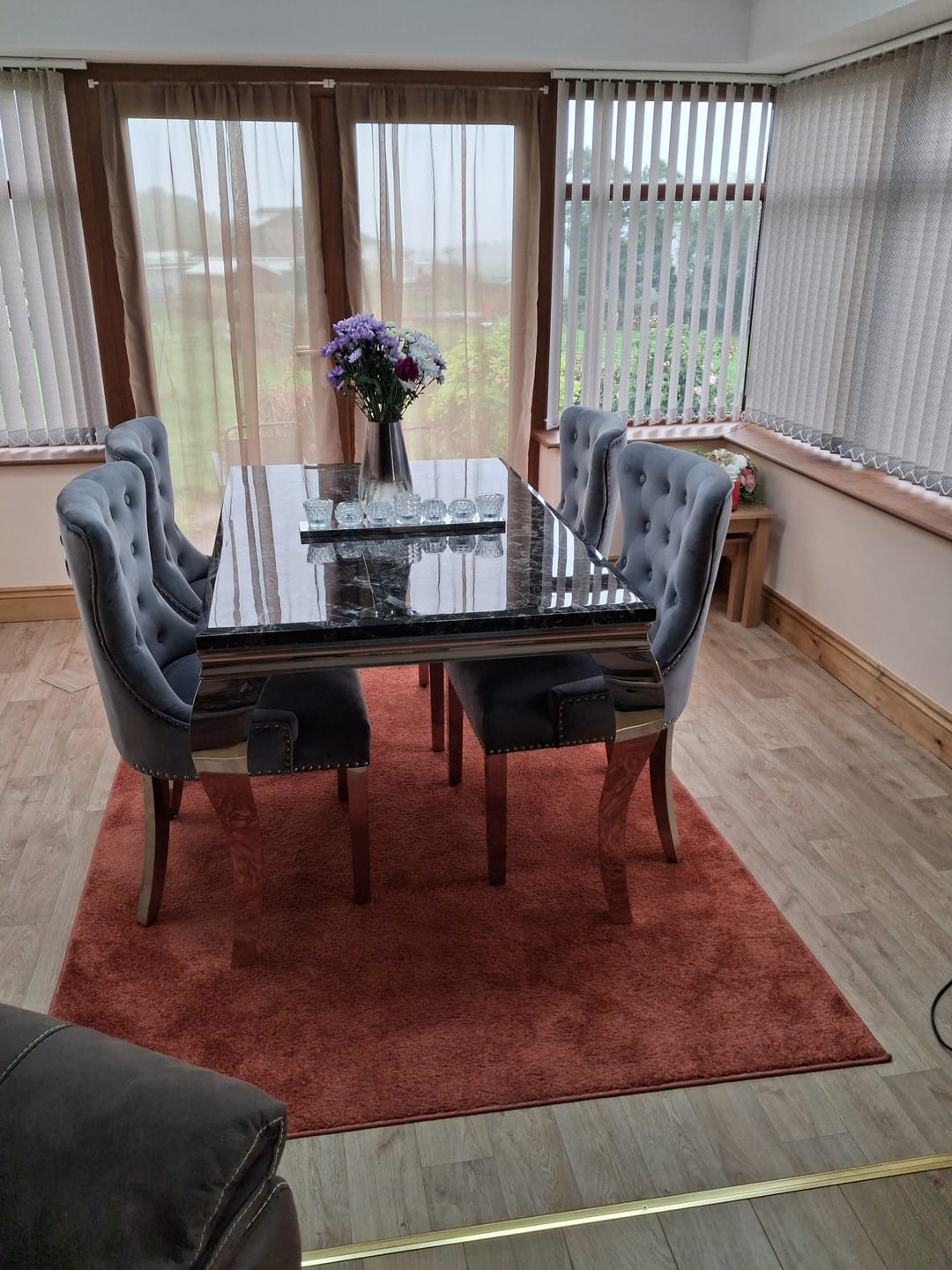 Customer photo review of Vienna Marble Dining Table With Chelsea Ring Knocker Chairs