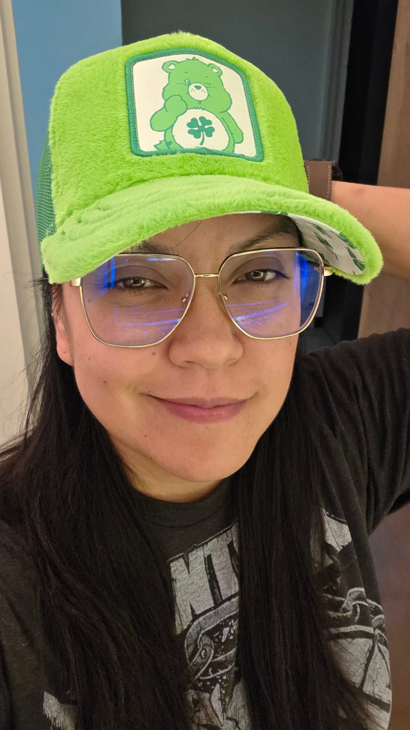 Customer photo review of OVERLORD X Care Bears:  Good Luck Bear Trucker Cap