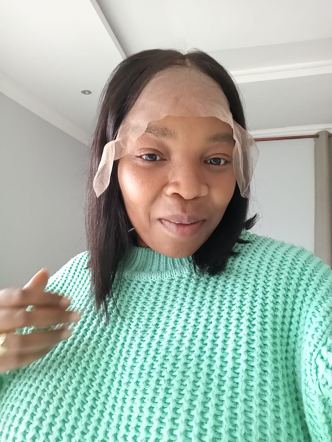 Customer photo review of Wear And Go Pre-Bleached Double Drawn Bob With 7 X 5 Closure