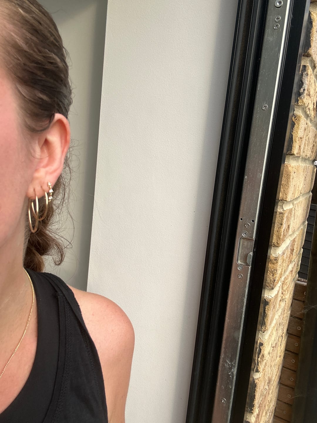 Customer photo review of 14K Gold Sleeper Hoops