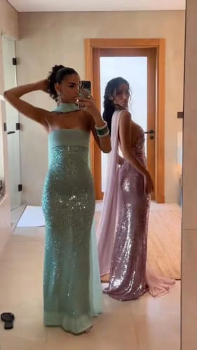 Customer photo review of Elizabeth | Malachite Green Statement Dress