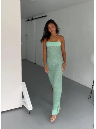 Customer photo review of Elizabeth | Malachite Green Statement Dress