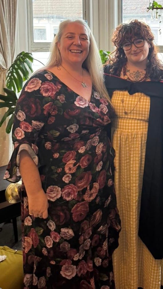 Customer photo review of BACK IN STOCK - 'Stevie' Luxe Ruffle Dress in 'Old Masters'