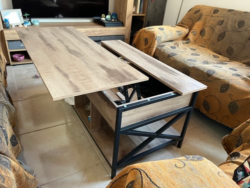 Customer photo review of Τραπεζάκι Σαλονιού Με Ρυθμιζόμενο Ύψος Βοηθητικό Τραπέζι Για Εργασία Φαγητό Λάπτοπ  Κρυφός Αποθηκευτικός Χώρος LC-TB35205B01